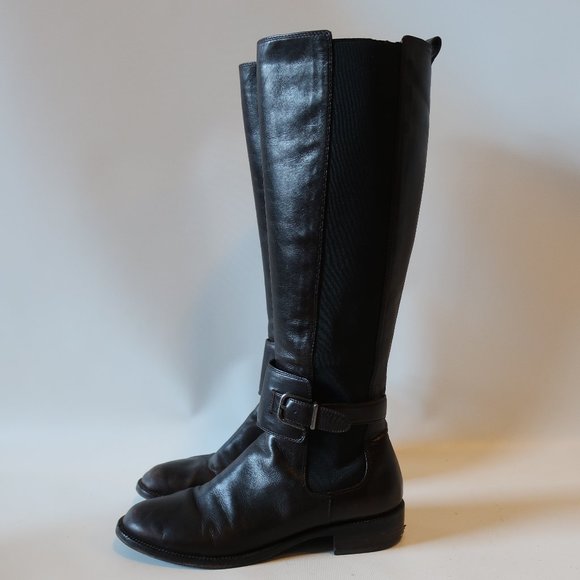 VIA SPIGA BROWN LEATHER TEXTILE TALL BOOTS 8 * - Picture 6 of 11